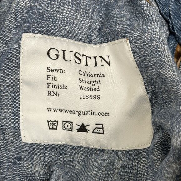 Gustin Khaki Pants Trousers Men's Size 35x30 American Beige California Straight - Picture 4 of 6